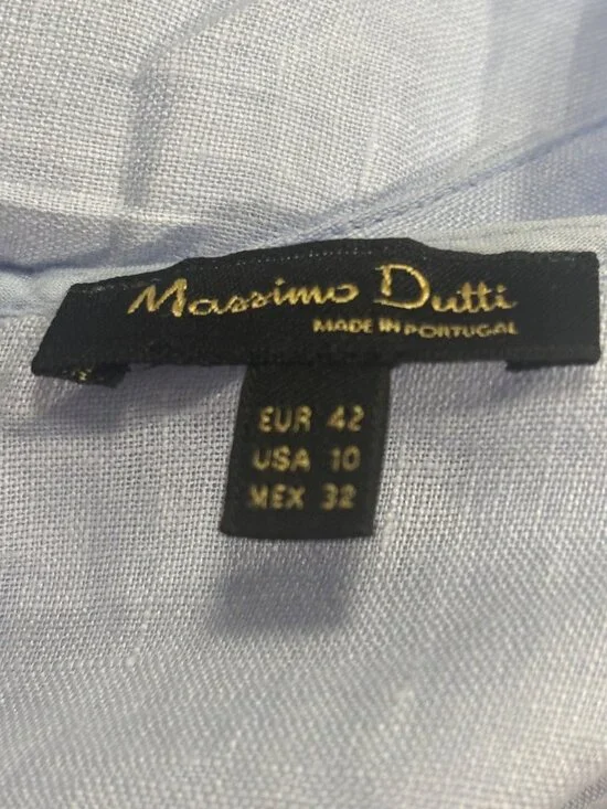 Massimo Dutti Linen Blend Blouse – Light Blue Minimalist Style - Picture 5 of 8